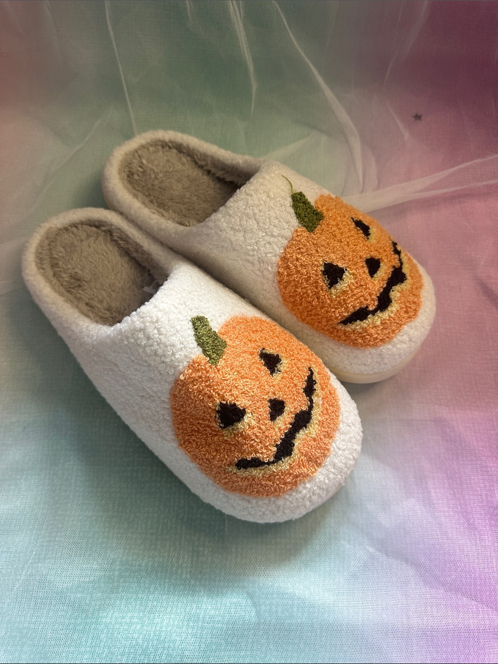 White Pumpkin Slip-On Cozy Slippers Unisex